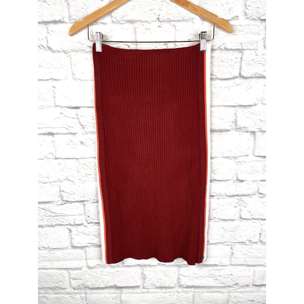SCOTCH & SODA MAISON SCOTCH Women's Red Ribbed Boys Edition Pencil Skirt Small